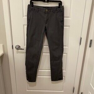 Gap Gapstretch Pants Dark Gray Size 8 Button Ankle Vent Adjustable Waist Chino